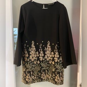 Zara Floral Sequins Black Short Dress